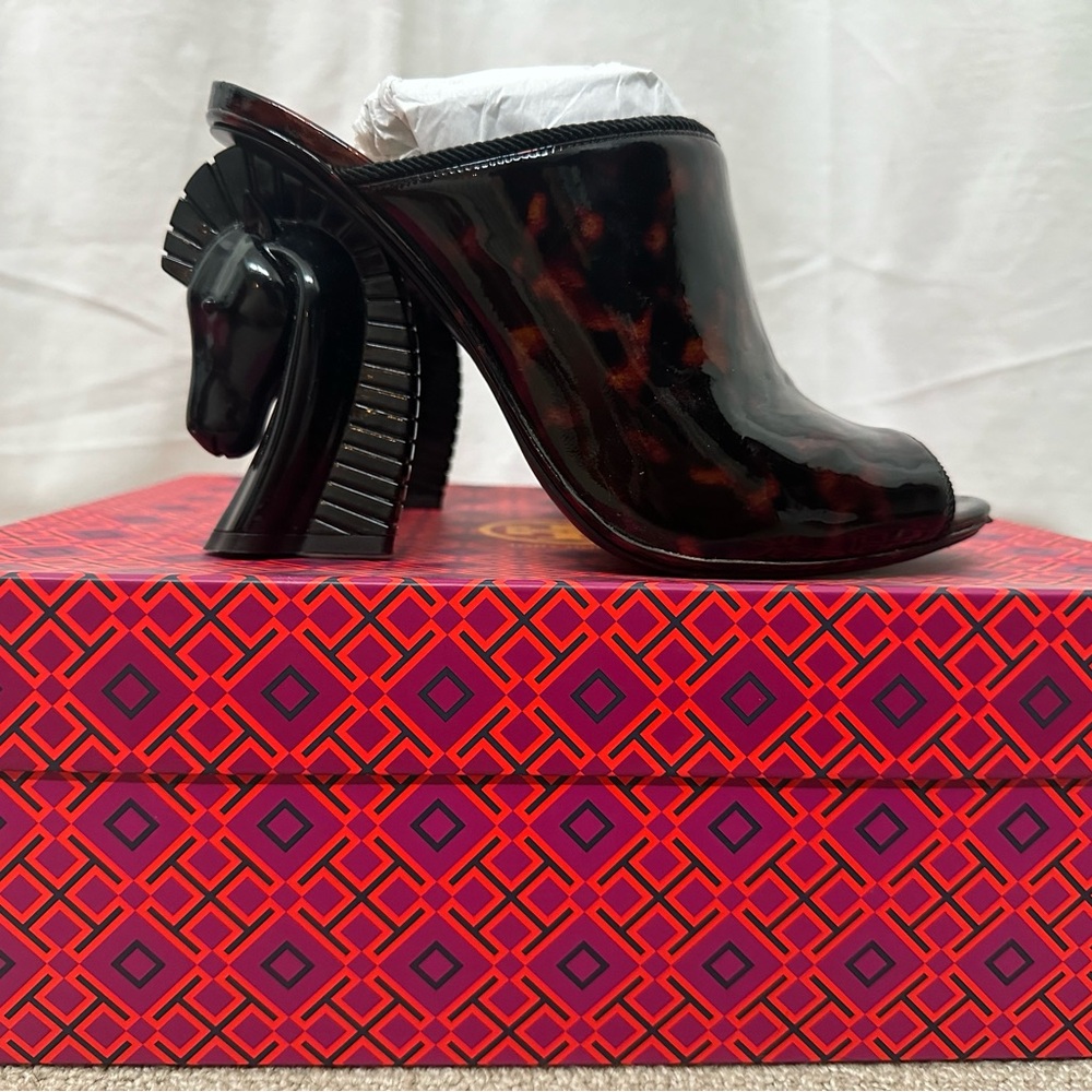 Tory Burch - Barton horse heel mule- tortoise color